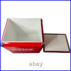 Coca-Cola 14Qt Metal Cooler Red Ice Chest 18 Can Game Day Relief Party Gear
