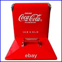 Coca-Cola 14Qt Metal Cooler Red Ice Chest 18 Can Game Day Relief Party Gear
