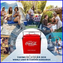 Coca-Cola 14Qt Metal Cooler Red Ice Chest Portable 18-Can Box Winter Camping