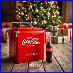 Coca-Cola 14Qt Metal Cooler Retro Coke Ice Chest Tailgating BBQ Game Day Party
