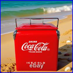 Coca-Cola 14Qt Metal Cooler Retro Coke Ice Chest Tailgating BBQ Game Day Party