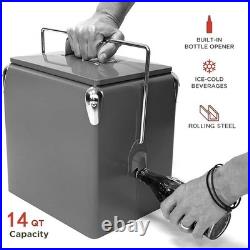 Coca-Cola 14Qt Metal Insulated Ice Chset, Soft Drink and Beer Storage Container