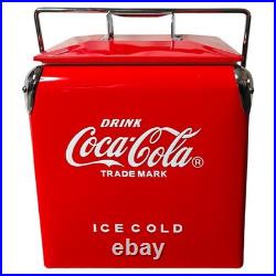 Coca-Cola 14Qt Vintage Metal Cooler Red Ice Chest Box Retro BBQ Camping Gift
