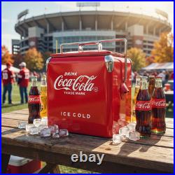 Coca-Cola 14Qt Vintage Metal Cooler Red Ice Chest Box Retro BBQ Camping Gift