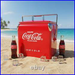 Coca-Cola 14Qt Vintage Metal Cooler Red Ice Chest Box Retro BBQ Camping Gift