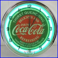 Coca Cola 15 Neon Wall Clock Lighted Distressed Sign Soda Pop Shop Coke Bottle