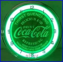 Coca Cola 15 Neon Wall Clock Lighted Distressed Sign Soda Pop Shop Coke Bottle