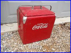 Coca Cola 1950's Large Metal Picnic Cooler Good Condition