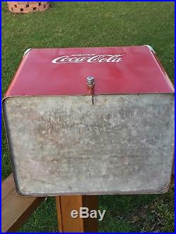 Coca Cola 1950's Large Metal Picnic Cooler Great Condition