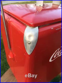 Coca Cola 1950's Large Metal Picnic Cooler Great Condition