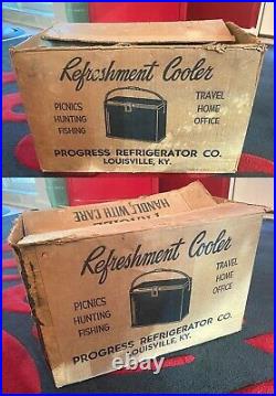 Coca-Cola 1950's Metal Progress Picnic Cooler A2 Sandwich Box withCardboard Box