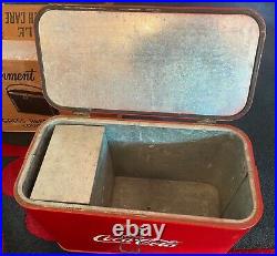 Coca-Cola 1950's Metal Progress Picnic Cooler A2 Sandwich Box withCardboard Box