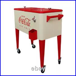 Coca-Cola 80 Qt Vanilla Embossed Rolling Chest Cooler