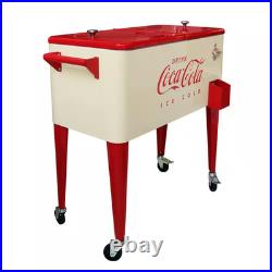 Coca-Cola 80 Qt Vanilla Embossed Rolling Chest Cooler