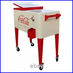 Coca-Cola 80 Qt Vanilla Embossed Rolling Chest Cooler