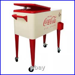Coca-Cola 80 Qt Vanilla Embossed Rolling Chest Cooler