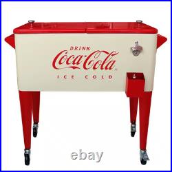 Coca-Cola 80 Qt Vanilla Embossed Rolling Chest Cooler