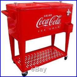 Coca-Cola Chest Cooler 80 Qt. Capacity Built-in Drainage Dispenser Metal