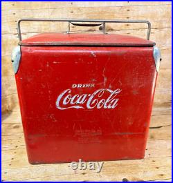 Coca-Cola Cooler Ice Chest Metal Action Mfg Vintage 1950's Original 19x18x12