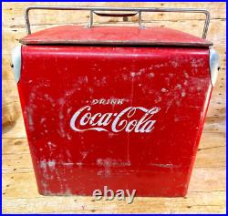 Coca-Cola Cooler Ice Chest Metal Action Mfg Vintage 1950's Original 19x18x12