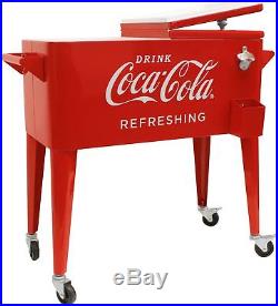 Coca Cola Cooler Insulated Retro 80 Quart Metal Coke Ice Chest Party With Wheels