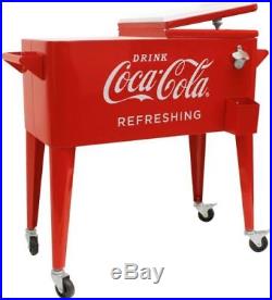 Coca Cola Cooler Insulated Retro 80 Quart Metal Coke Ice Chest Party With Wheels