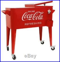 Coca Cola Cooler With Wheels Retro 80 Quart Metal Coke Insulated Ice Chest Party