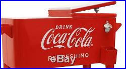 Coca Cola Cooler on Wheels Insulated Ice Chest Fridge Retro 80 Qt Metal Coke New