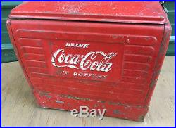 Coca Cola Cooler vintage ice chest 18x12x18 drink coke in bottles metal