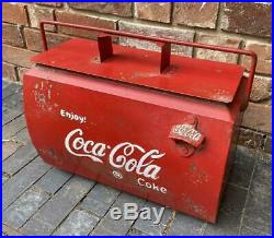 Coca Cola Drinks Cooler Box Vintage Retro Style Metal Red Advertising Coke