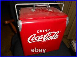 Coca-Cola Ice Chest 1950s Metal 6 pack Cooler Lid Bottle Opener Original
