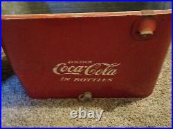 Coca-Cola In Bottles Embossed Vintage Metal Red Cooler 1950's Cavalier? USA