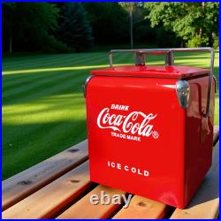 Coca-Cola Metal 14Qt Portable Outdoor Cooler, Retro style for Camping Beach Coca-Cola Metal 14Qt Portable Outdoor Cooler, Retro style for Camping Beach
