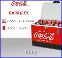 Coca-Cola Metal Ice Chest 54 Quart Red Stainless Steel Cooler Free Shipping