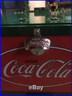 Coca-Cola Metal Rolling Ice Box Display Cooler Cart Green Red Great Shape VHTF