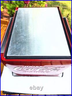 Coca-Cola Metal Vintage Red Cooler 12H x 11W x81/2D Excellent Condition