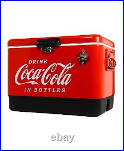 Coca-Cola Portable 51L Ice Chest Cooler Box with Bottle Opener for Camping, Beach
