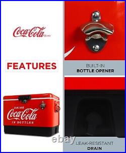 Coca-Cola Portable 51L Ice Chest Cooler Box with Bottle Opener for Camping, Beach