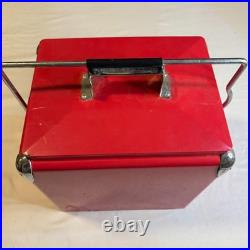 Coca-Cola Red Metal Ice Chest Cooler with Bottle Opener Retro Vintage Style Sign