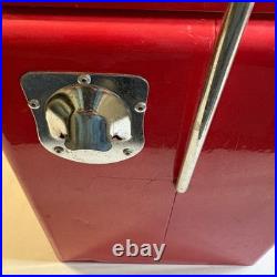 Coca-Cola Red Metal Ice Chest Cooler with Bottle Opener Retro Vintage Style Sign