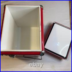 Coca-Cola Red Metal Ice Chest Cooler with Bottle Opener Retro Vintage Style Sign