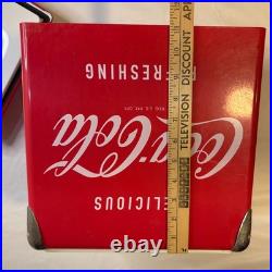 Coca-Cola Red Metal Ice Chest Cooler with Bottle Opener Retro Vintage Style Sign
