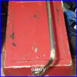 Coca-Cola Red/White Metal Cooler Ice Chest with Handle Drink Coca-Cola