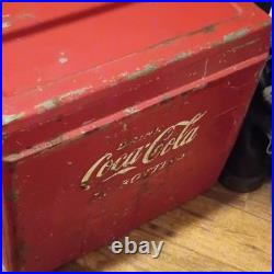 Coca-Cola Red/White Metal Cooler Ice Chest with Handle Drink Coca-Cola