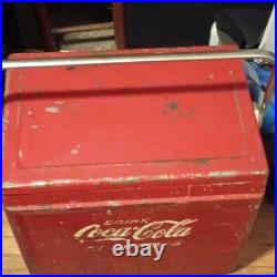 Coca-Cola Red/White Metal Cooler Ice Chest with Handle Drink Coca-Cola