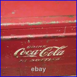 Coca-Cola Red/White Metal Cooler Ice Chest with Handle Drink Coca-Cola