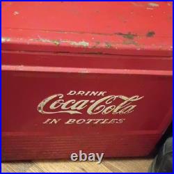 Coca-Cola Red/White Metal Cooler Ice Chest with Handle Drink Coca-Cola
