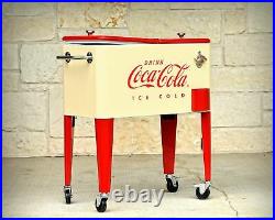 Coca-Cola Retro Cream/Red 60 qt Rolling Cooler Ice Chest Officially Licensed New