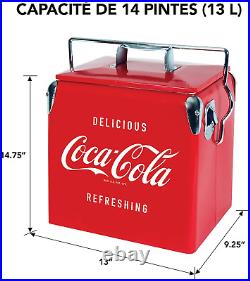 Coca-Cola Retro Ice Chest Cooler with Bottle Opener 13L (14 Qt), 18 Can Capacit