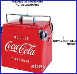 Coca-Cola Retro Ice Chest Cooler with Bottle Opener 13L (14 Qt), 18 Can Capacit